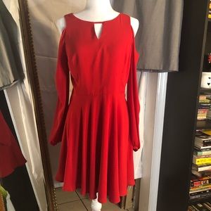 Express Red Cold Shoulder Dress Sz 8